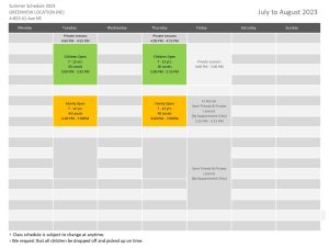 Calgary Tkd Summer 2023 schedule