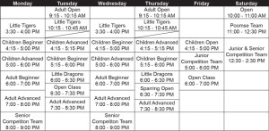 Taekwondo Calgary Schedule