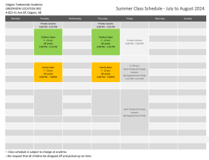 Greenview summer2024 schedule